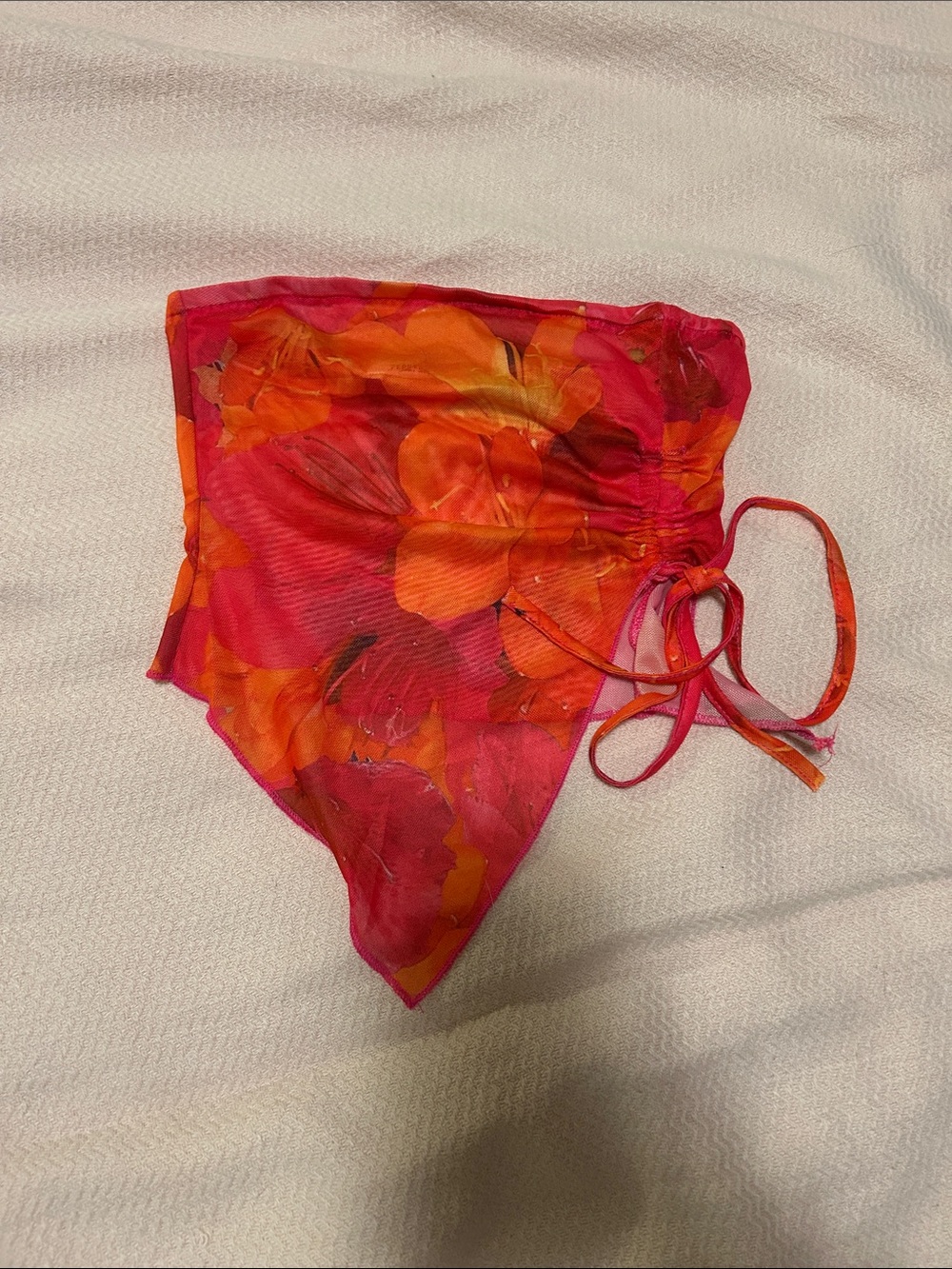 Peppermayo Pink and Orange Floral Mesh Crop Top